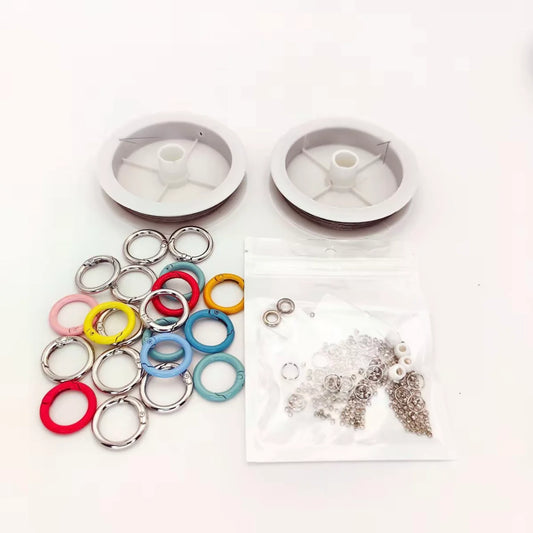 【ビーズ必ず購入、単独購入不可】ビーズDIY工具セット（ペンチ + はさみ + ストッパービーズ約50個 + バネ10個 + ワイヤーロープ15m）